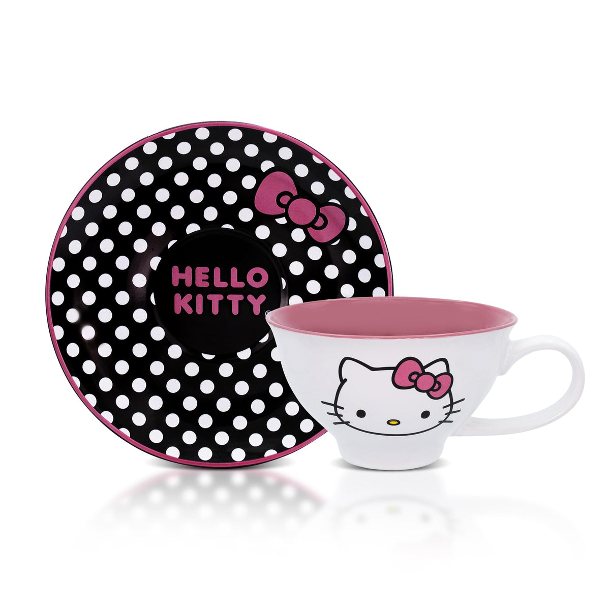 Hello Kitty By Sanrio White Polka Dot Pink Double Wall Tumbler w/Lid & Bow  Topper Straw