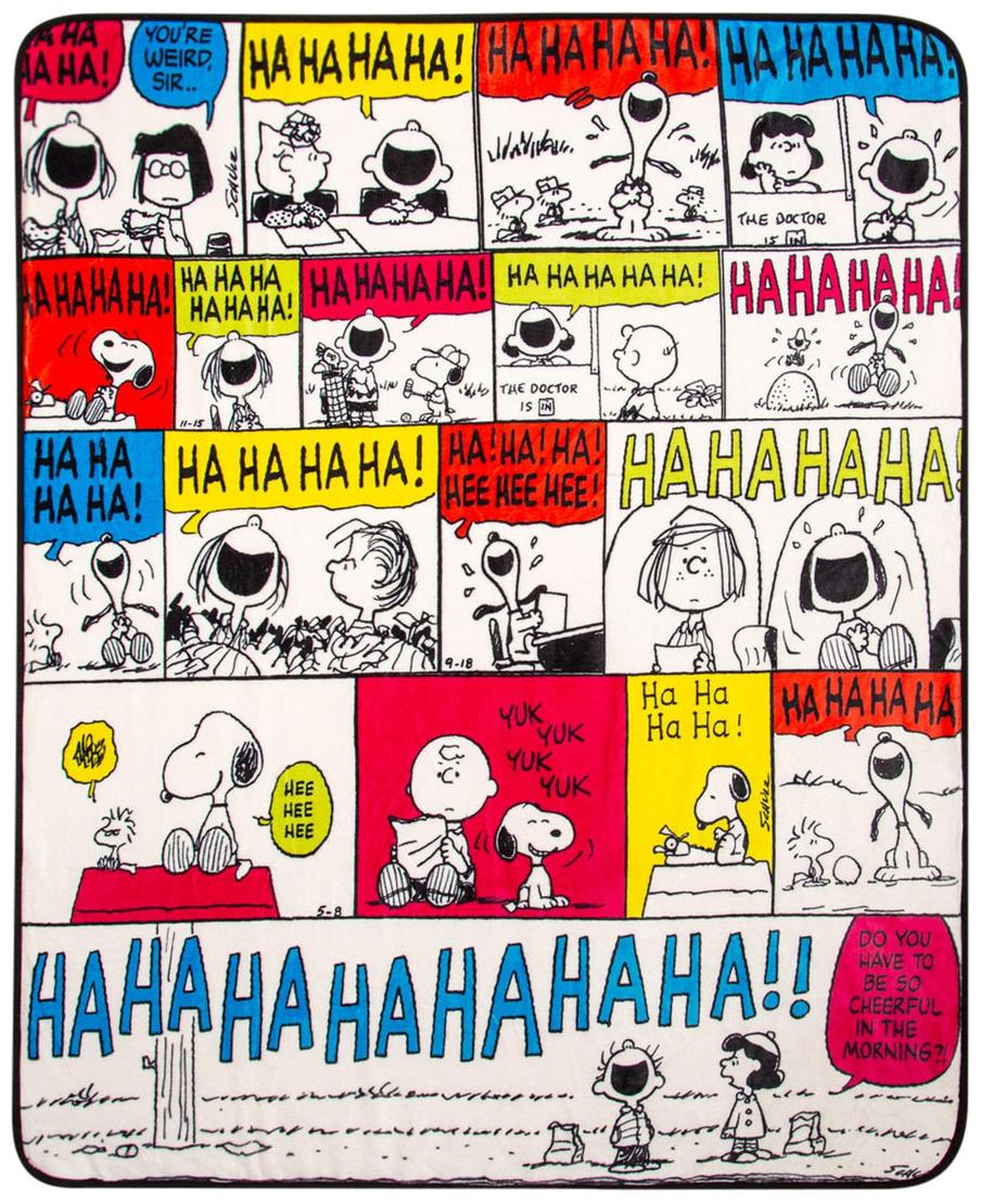 Peanuts "Ha Ha Ha" Comic Strip Panels Sherpa Throw Blanket 50 x 60