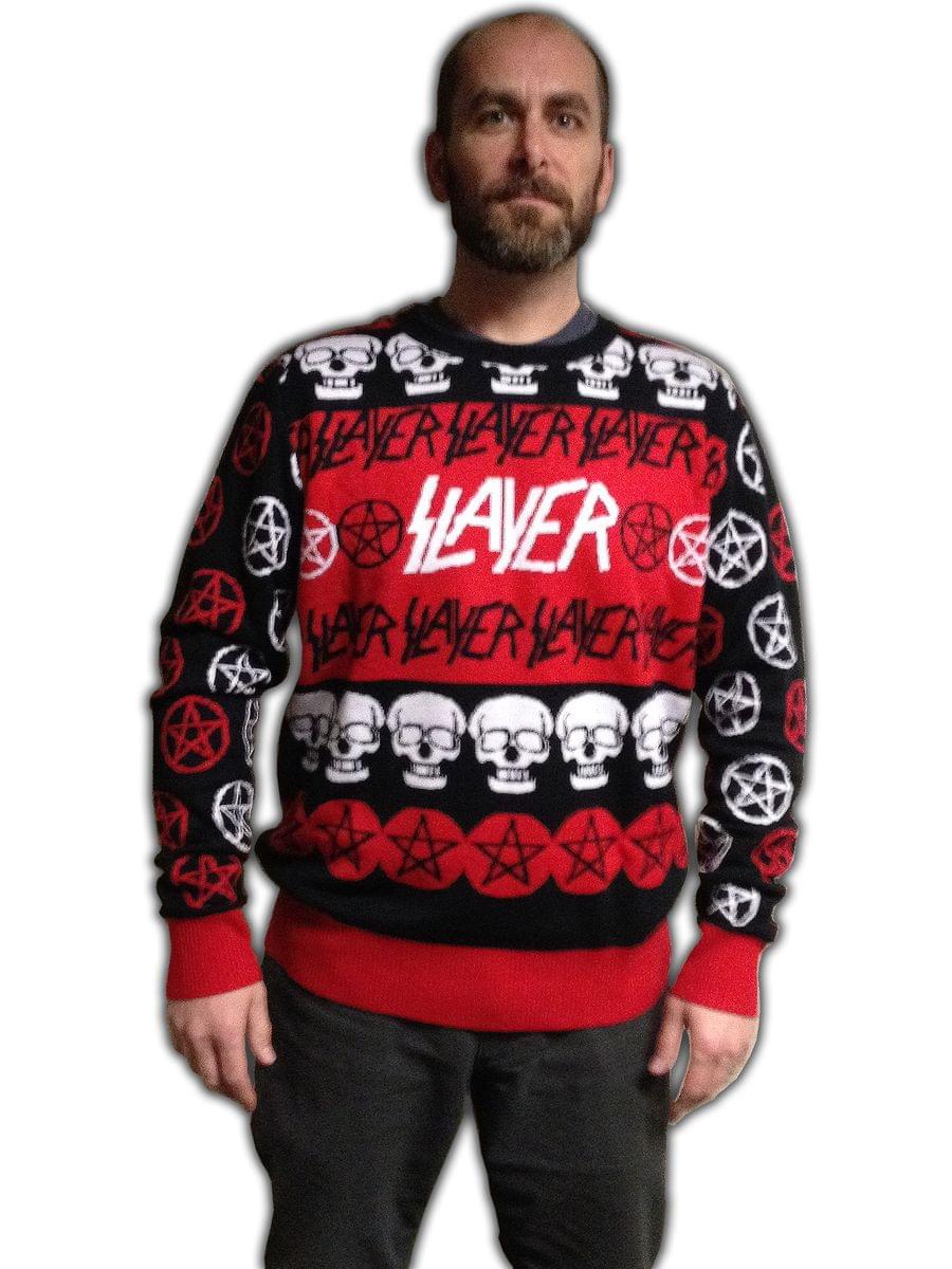 Slayer Pentagram and Skulls Adult Christmas Sweater