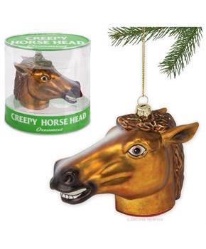 Creepy Horse Head 4.5" Glass Holiday Ornament