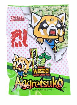 Sanrio Aggretsuko Roasted Wasabi Coated Green Peas | 3.88 Ounce Pack