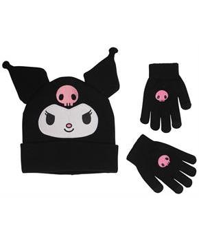 Sanrio Kuromi Knit Beanie and Gloves 2 Piece Set