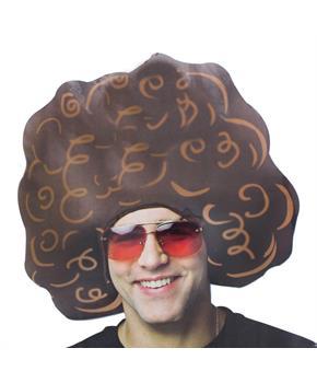 Giant Brown Foam Afro Adult Costume Hat