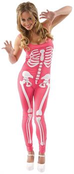 Pink Skeleton Jumpsuit Adult Costume - Small