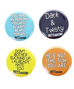Greys Anatomy 1.25 Inch Collectible Button Pins - Set of 4