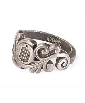 Doctor Who Logo Vine Stainless Steel Women&#39;s Ring, Size 7