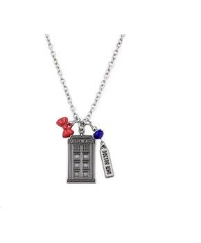 Doctor Who Stainless Steel Multi-Charm TARDIS Necklace