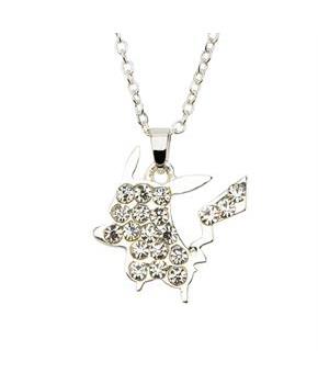 Pokemon Pikachu w/ Gems Silver Pendant Necklace