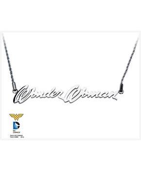 DC Comics Wonder Woman Steel Script Logo Stainless Steel Necklace