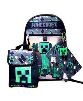 Minecraft Creeper 5 Piece 16 Inch Backpack Set