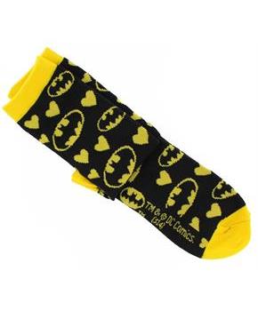 Batman Black and Yellow Hearts Junior Crew Socks