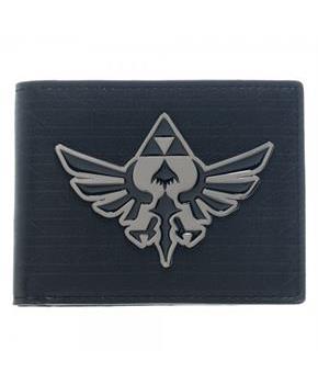 The Legend of Zelda Metal Hyrule Crest Logo Black Bi-Fold Wallet