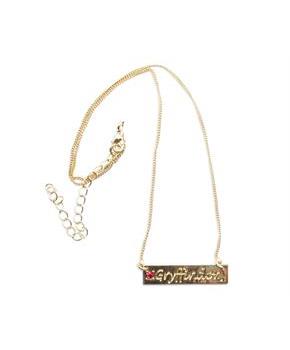Harry Potter Gryffindor Script Bar Necklace with Stone