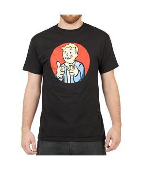 Fallout Vault Boy Pointing (Red Circle) Men's Black T-Shirt
