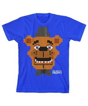 Five Nights at Freddys "Pixel Freddy" Boy's Blue T-Shirt