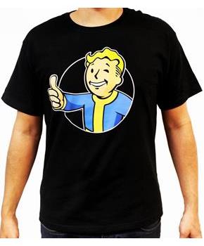 Fallout Vault Boy (Red Circle) Thumbs Up Boy's Black T-Shirt