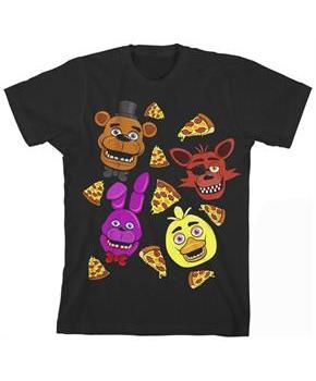 Five Nights at Freddy's "Faces and Pizza" Boy's Black T-Shirt