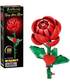 Bricktanicals Long Stem Red Rose 102 Pieces Building Set