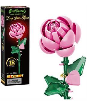 Bricktanicals Long Stem Pink Rose 102 Pieces Building Set