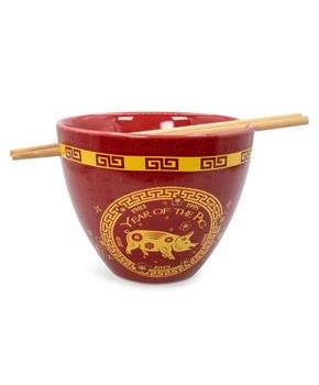 Year Of The Pig Chinese Zodiac 16-Ounce Ramen Bowl and Chopstick Set