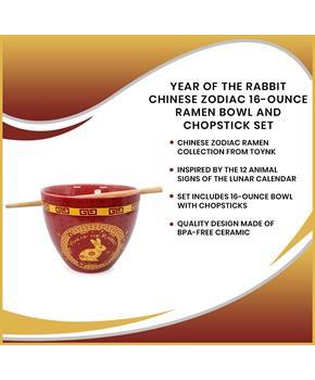 Year Of The Rabbit Chinese Zodiac 16-Ounce Ramen Bowl and Chopstick Set