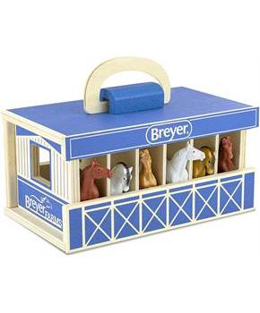 Breyer Farms Wooden Carry Stable Playset w/ 6 Horses