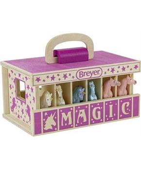 Breyer Unicorn Magic Wooden Carry Stable Playset w/ 6 Unicorns