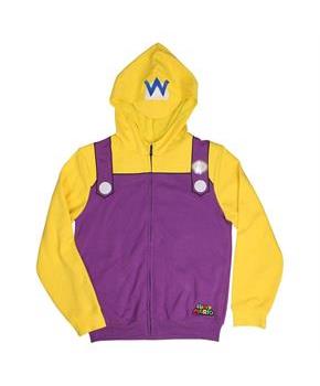 Super Mario Wario Adult Costume Zip Up Hoodie