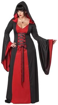 Deluxe Gothic Red Hooded Robe Dress Costume Adult Plus
