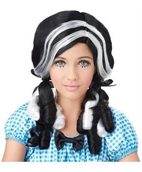 Black and White Doll Curls Costume Wig