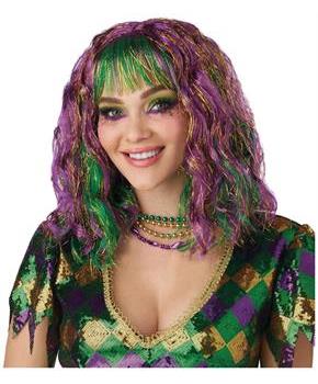 Mardi Gras Festival Adult Wig Costume | One Size Fits Most
