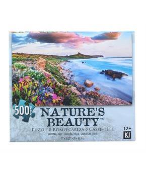 Pink Sky Beach 500 Piece Natures Beauty Jigsaw Puzzle