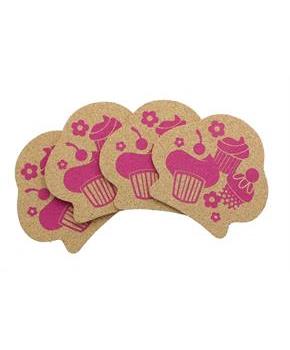 Retro Cork Coaster Set - Cupcake Cluster - Set of 4