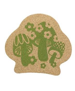 Single Retro Cork Drink Coaster -Mushrooms