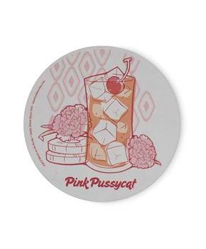 Single Retro Cork Drink Coaster - Pink Pussycat