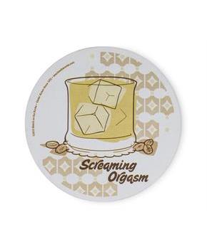 Single Retro Cork Drink Coaster - Screaming Orgasm