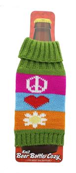 Knit Beer Bottle Cooler - Funky Floral