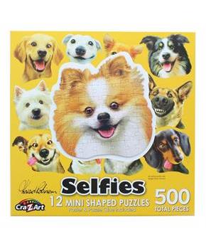 Dog Selfies | 12 Mini Jigsaw Puzzles | 500 Total Pieces