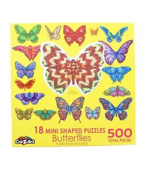 Butterflies II | 18 Mini Shaped Jigsaw Puzzles | 500 Color Coded Pieces