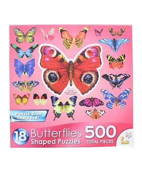 Butterflies III | 18 Mini Shaped Jigsaw Puzzles | 500 Color Coded Pieces