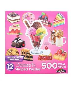 Dessert Delights | 12 Mini Shaped Jigsaw Puzzles | 500 Color Coded Pieces