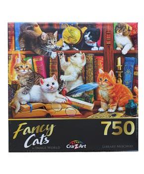 Fancy Cats Library Mischief 750 Piece Jigsaw Puzzle