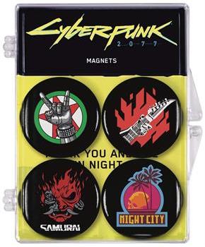 Cyberpunk 2077 Logos Magnet 4 Pack | Silverhand | Samurai | Night City