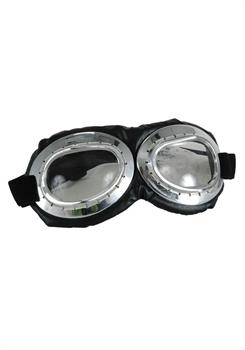 Aviator Goggle Silver and Black Adult Costume Accessory