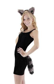 Raccoon Ear andTail Costume Accessory Kit Adult