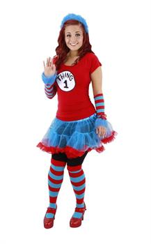 Dr. Seuss Thing 1 and 2 Tutu Dress Costume Adult