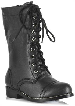 1" Black Combat Boots Child