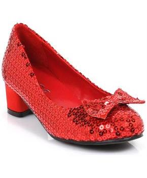 1" Heel Sequined Red Slipper Shoe Child