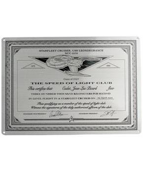 Star Trek Picard Speed Of Light Club Metal Plaque Replica