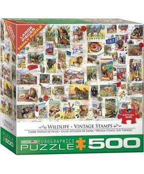 Wildlife Vintage Stamps 500 Piece Jigsaw Puzzle